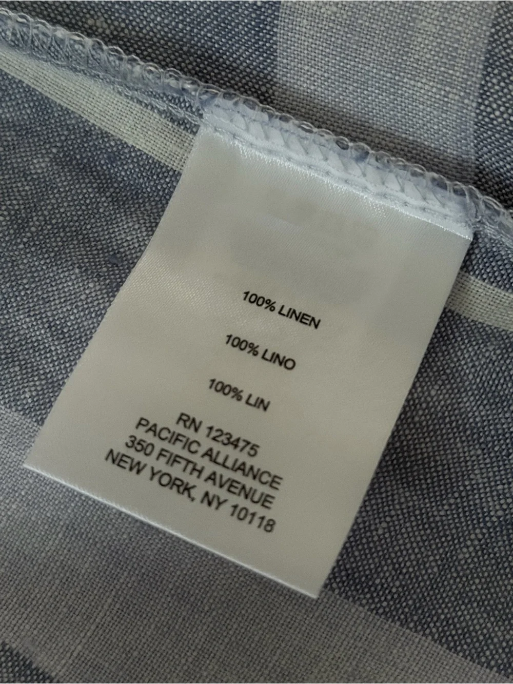 Eileen Fisher Blue and White Striped Sleeveless Linen Tank